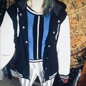 Letterman Jacket-Style Button-Up Hoodie